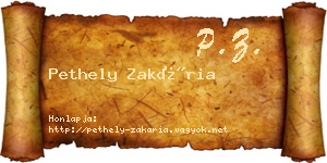 Pethely Zakária névjegykártya